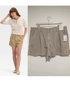 Universal Thread | Women’s High-Rise Pleated Jean Shorts In Khaki